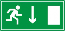 Знак E09 "Указатель двери эвакуационного выхода" (правосторонний) (Пластик 150х300)