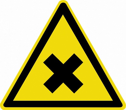 Знак W18 "Осторожно! Вредные для здоровья вещества" (Пленка 200х200)